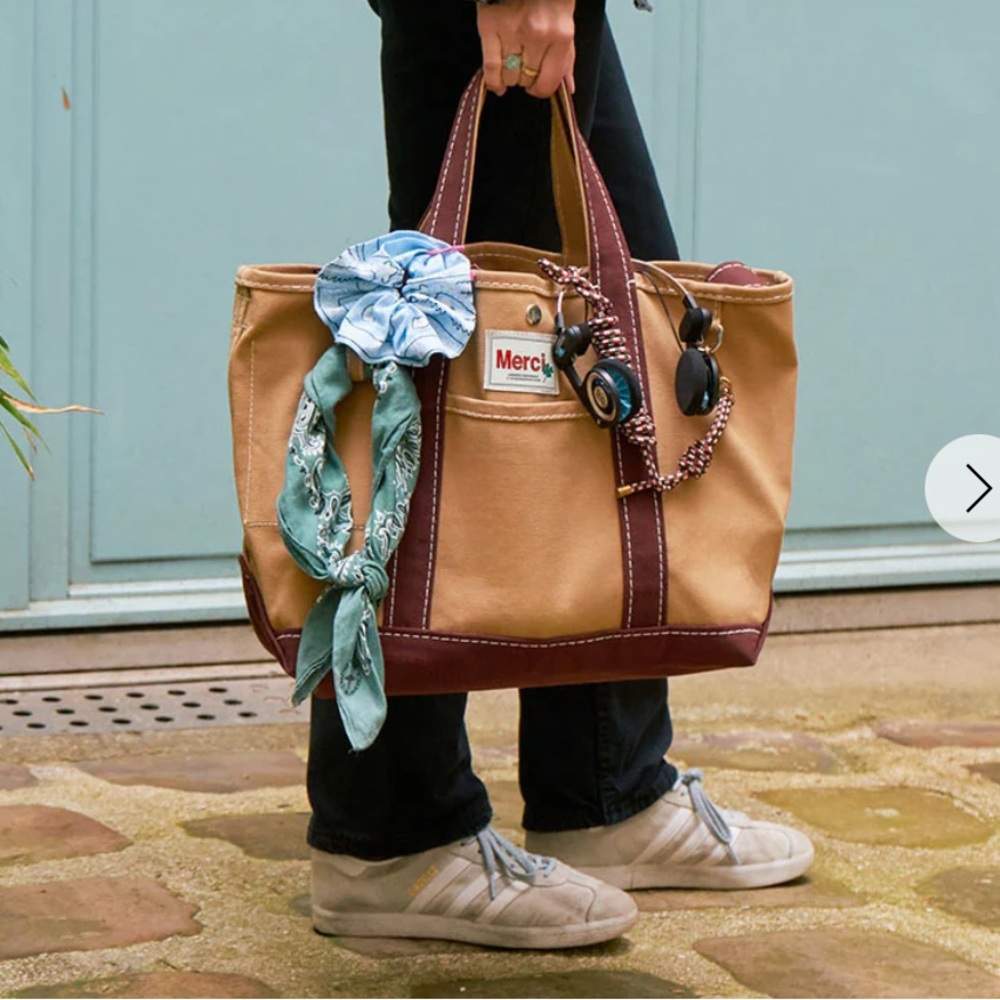 EUC Merci Paris Candide french canvas tote Medium tan and brown